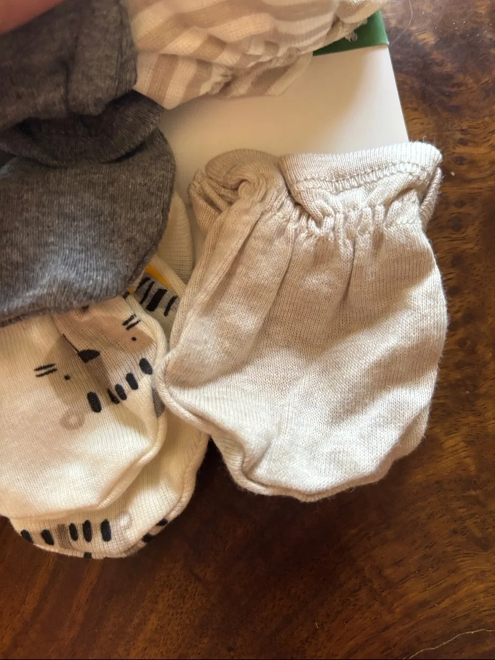 Gerber Neutral Baby Mittens Set in Gray and Cream